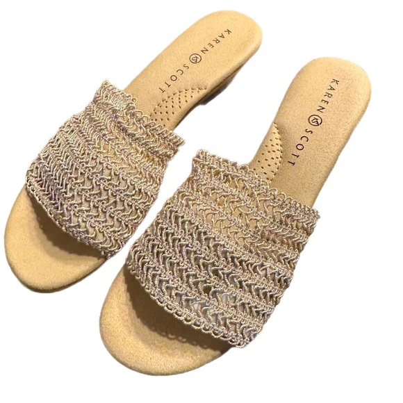Women’s Karen Scott Gold Slide Sandals with Woven Upper - Size 8.5 - NWOT - Picture 8 of 8